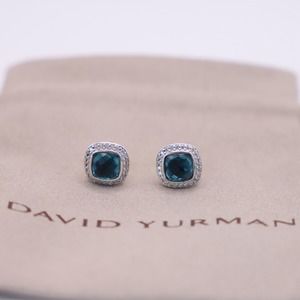David Yurman Sterling Silver 7mm Albion Stud Earrings with Hampton Blue Topaz